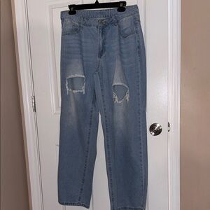 Wide Leg Distressed Jeans